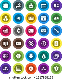 White Solid Icon Set- abacus vector, exchange, graph, japanese candle, crisis, money bag, manager, investment, coin stack, auction, check, bank building, receipt, binder, arrow down, dollar medal