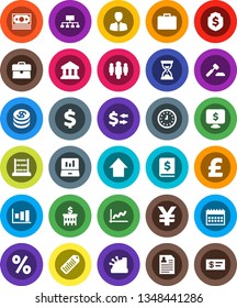 White Solid Icon Set- abacus vector, bank, exchange, graph, laptop, manager, case, auction, annual report, building, clock, man, sand, arrow up, personal information, dollar shield, hierarchy, pound