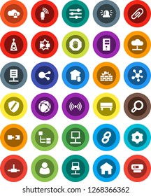 White Solid Icon Set- antenna vector, social media, connect, connection, notebook network, disconnection, cloud, lock, server, gear, equalizer, shield, firewall, usb modem, home, bench, chain, stop
