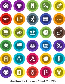 White Solid Icon Set- bbq vector, flag, leaf, constellation, pie graph, receipt, dollar cursor, clipboard, t shirt, run, calendar, top sign, barcode, route, eye doctor hat, sperm, tooth, connection