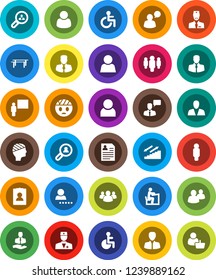 White Solid Icon Set- blackboard vector, student, manager, man, personal information, horizontal bar, stairways run, client, speaking, group, disabled, doctor, head bandage, user, login, search