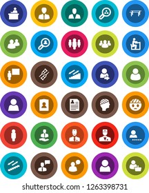 White Solid Icon Set- blackboard vector, student, manager, man, personal information, horizontal bar, stairways run, client, speaking, group, doctor, crutches, head bandage, user, login, search
