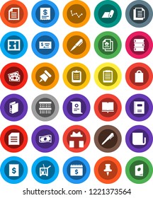 White Solid Icon Set- cleaner trolley vector, book, copybook, pen, clipboard, paper pin, certificate, document, constellation, exam, cash, check, binder, dollar calendar, fitness mat, money, receipt