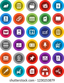 White Solid Icon Set- cleaner trolley vector, book, copybook, pen, schedule, clipboard, certificate, document, exam, cash, check, receipt, fitness mat, money, thumbtack, network, attachment, plan