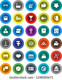 White Solid Icon Set- cleaner trolley vector, mop, splotch, bath, kettle, jug, school building, blackboard, calendar, gold ingot, jump rope, muscule hand, skateboard, hoop, client, glass, dry cargo