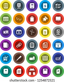 White Solid Icon Set- cleaner trolley vector, book, copybook, pen, schedule, clipboard, paper pin, document, constellation, exam, cash, check, receipt, dollar calendar, fitness mat, newspaper, gift