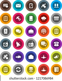 White Solid Icon Set- clipboard vector, satellite, phone, antenna, radio, satellitie, mobile, dialog, mail, connect, server, network, cloud exchange, firewall, hub, lan connector, refresh, tap pay