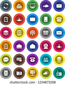 White Solid Icon Set- clipboard vector, antenna, mobile phone, classic, mail, connect, network server, big data, firewall, hub, lan connector, message, refresh, loudspeaker, tap pay, monitor, router