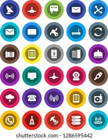 White Solid Icon Set- clipboard vector, satellite, radio, antenna, satellitie, classic phone, mail, hdmi, connect, network, big data, hub, lan connector, message, refresh, cloud download, wireless