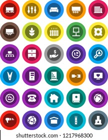 White Solid Icon Set- clothespin vector, archive, investment, hierarchy, any currency, cereals, heart monitor, Railway carriage, phone, truck trailer, dry cargo, settings, microbs, connection, home
