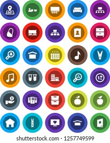 White Solid Icon Set- clothespin vector, apple fruit, music, archive, investment, personal information, hierarchy, heart monitor, navigator, Railway carriage, truck trailer, port, dry cargo, vial