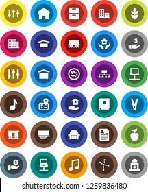White Solid Icon Set- clothespin vector, house hold, apple fruit, music, archive, constellation, investment, personal information, hierarchy, cereals, navigator, Railway carriage, truck trailer