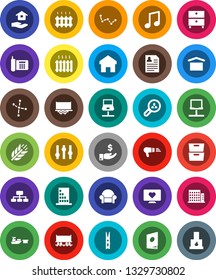 White Solid Icon Set- clothespin vector, house hold, music, archive, constellation, investment, personal information, hierarchy, cereals, heart monitor, Railway carriage, phone, truck trailer, port
