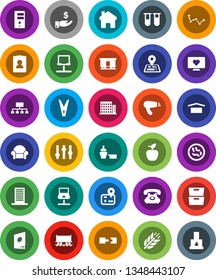 White Solid Icon Set- clothespin vector, apple fruit, archive, constellation, investment, personal information, hierarchy, cereals, heart monitor, navigator, Railway carriage, phone, port, dry cargo