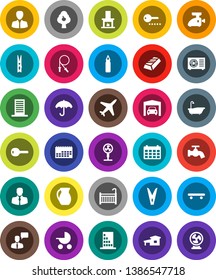 White Solid Icon Set- clothespin vector, water tap, bath, jug, gold ingot, manager, calendar, jump rope, punching bag, skateboard, plane, client, umbrella, speaking man, cottage, fruit tree, garage