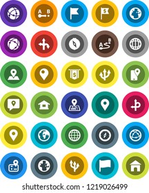 White Solid Icon Set- compass vector, world, flag, dollar, route, navigator, earth, map pin, traking, internet, connection, globe, arrow, home