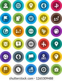 White Solid Icon Set- compass vector, world, flag, dollar, route, navigator, earth, map pin, traking, internet, connection, globe, arrow, home