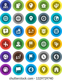 White Solid Icon Set- compass vector, world, flag, dollar, route, navigator, earth, map pin, traking, internet, connection, globe, arrow, home