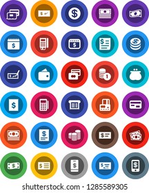 White Solid Icon Set- credit card vector, cash, coin stack, check, receipt, dollar calendar, money, wallet, reader, tap pay