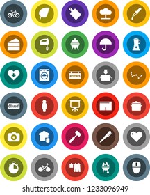 White Solid Icon Set- drying clothes vector, washer, pan, meat hammer, cutting board, bbq, cake, pen, presentation, leaf, constellation, man, stopwatch, bike, shorts, umbrella, camera, heart, cross