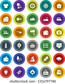 White Solid Icon Set- fetlock vector, cake, pencil, microscope, wallet, tie, target, medal, pool, flammable, camera, dna, pills, diagnostic monitor, drop counter, cloud exchange, router, loading