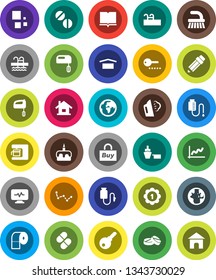 White Solid Icon Set- fetlock vector, steaming, toilet paper, cake, book, pencil, world, constellation, graph, medal, pool, earth, port, dry cargo, pills, diagnostic monitor, drop counter, loading