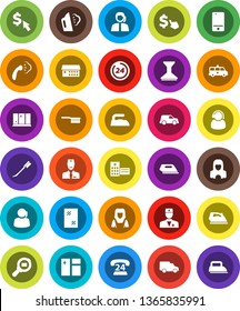 White Solid Icon Set- fetlock vector, car, window cleaning, iron, steaming, shining, cleaner woman, dollar cursor, phone 24, support, cargo search, mobile, doctor, hospital building, amkbulance