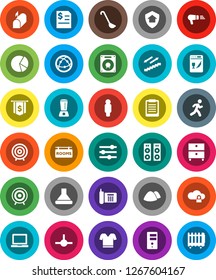 White Solid Icon Set- garbage pile vector, ladle, notebook pc, clipboard, archive, pie graph, annual report, target, man, dollar flag, t shirt, stairways run, phone, internet, connect, cloud lock