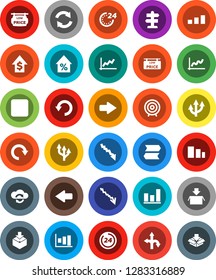 White Solid Icon Set- graph vector, crisis, percent growth, dollar, target, route, signpost, package, sorting, backward button, cloud exchange, arrow, refresh, redo, undo, low price signboard