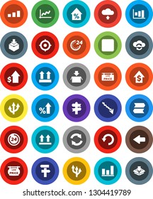 White Solid Icon Set- graph vector, crisis, percent growth, dollar, target, signpost, top sign, package, sorting, backward button, cloud exchange, arrow, refresh, undo, upload, route, 24 hour