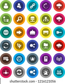 White Solid Icon Set- internet vector, social media, connect, network folder, server, cloud exchange, firewall, lan connector, share, bench, arrow, refresh, upload, download, loading, chain, globe