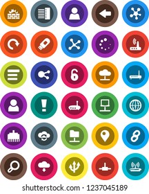 White Solid Icon Set- internet vector, social media, connect, network, notebook, folder, cloud, exchange, menu, firewall, hub, usb modem, router, lan connector, arrow, redo, download, loading, chain
