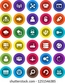White Solid Icon Set- internet vector, connect, connection, network, server, notebook, cloud exchange, big data, browser, usb modem, router, share, favorites, bench, arrow, redo, undo, loading, user