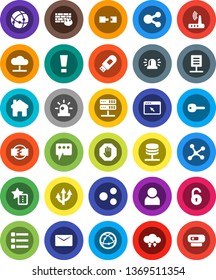 White Solid Icon Set- internet vector, connection, network, server, cloud, exchange, browser, menu, firewall, usb modem, router, share, home, favorites, message, mail, route arrow, document, unlock
