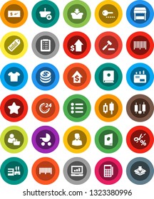 White Solid Icon Set- japanese candle vector, laptop graph, dollar growth, barcode, coin, star, 24 hour, market, mall, customer, support, card reader, basket, shopping list, auction, mail, catalog