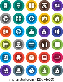 White Solid Icon Set- kettle vector, scales, world, exchange, annual report, calculator, calendar, earth, camera, speaker, equalizer, video, internet, backward button, notebook network, fireplace