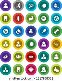 White Solid Icon Set- manager vector, man, muscule hand, buttocks, stairways run, bone, client, group, disabled, eye, dna, pregnancy, insemination, sperm, ovule, tooth, user, login, consumer