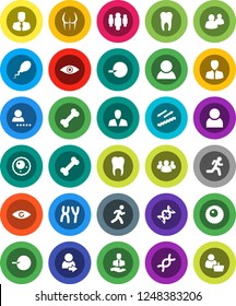 White Solid Icon Set- manager vector, man, buttocks, stairways run, bone, client, group, eye, dna, insemination, chromosomes, sperm, ovule, tooth, user, login, consumer, customer