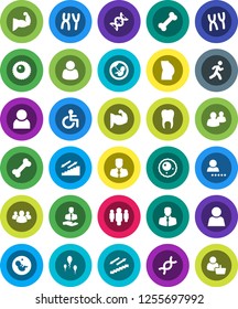 White Solid Icon Set- manager vector, man, muscule hand, buttocks, stairways run, bone, client, group, disabled, dna, pregnancy, chromosomes, sperm, ovule, tooth, user, login, customer