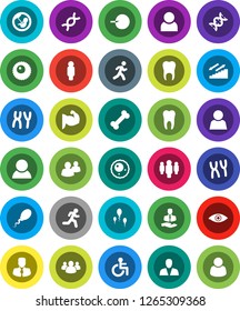 White Solid Icon Set- manager vector, man, muscule hand, stairways run, bone, client, group, disabled, eye, dna, pregnancy, insemination, chromosomes, sperm, ovule, tooth, user, consumer, customer