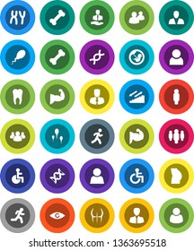 White Solid Icon Set- manager vector, man, muscule hand, buttocks, stairways run, bone, client, group, disabled, eye, dna, pregnancy, chromosomes, sperm, tooth, user, consumer, customer