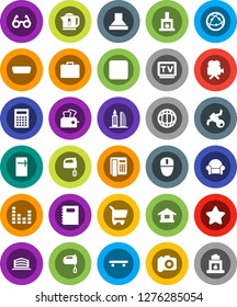 White Solid Icon Set- mixer vector, copybook, glasses, calculator, world, case, skateboard, satellite, camera, equalizer, tv, video, internet, backward button, hdmi, office building, fireplace, star