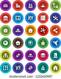 White Solid Icon Set- molecule vector, bank, building, hierarchy, dna, chromosomes, ovule, connect, big data, plan, apartments, office, home