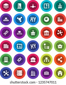 White Solid Icon Set- molecule vector, bank, building, hierarchy, dna, chromosomes, ovule, connect, big data, plan, apartments, office, home