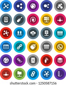 White Solid Icon Set- molecule vector, satellite, social media, rca, jack, connect, connection, network, server, folder, cloud exchange, big data, browser, hub, usb modem, share, chain, document
