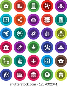 White Solid Icon Set- molecule vector, bank, building, hierarchy, dna, chromosomes, ovule, connect, big data, plan, apartments, office, home
