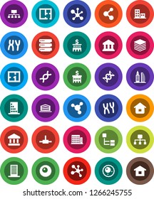 White Solid Icon Set- molecule vector, bank, building, hierarchy, dna, chromosomes, ovule, connect, big data, plan, apartments, office, home