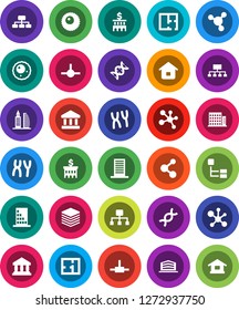 White Solid Icon Set- molecule vector, bank, building, hierarchy, dna, chromosomes, ovule, connect, big data, plan, apartments, office, home