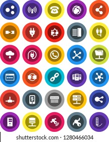 White Solid Icon Set- molecule vector, satellite, satellitie, social media, rca, connect, connection, network, disconnection, folder, server, browser, hub, share, cloud download, chain, wireless