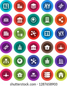 White Solid Icon Set- molecule vector, bank, building, hierarchy, dna, chromosomes, ovule, connect, big data, plan, apartments, office, home
